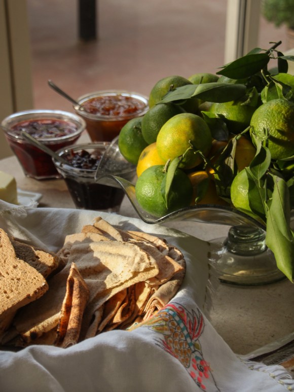 Breakfast at Beit Douma is a nice mix of fresh fruit, homemade jams, local cheese and bread